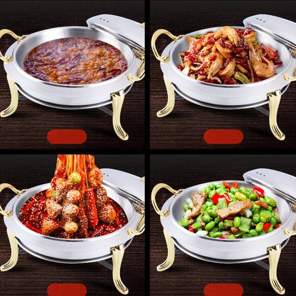 SOGA Gold Stainless Steel Round Chafing Dish – Buffet Food Warmer & Catering Ser - Picture 14 of 14